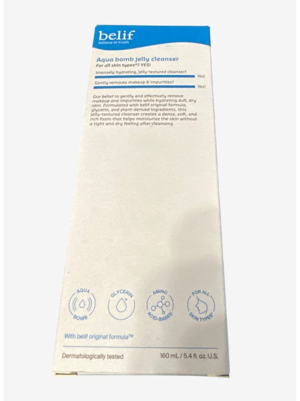 Belif Aqua Bomb Hydrating Jelly Cleanser 5.41 Oz/ 160 ML